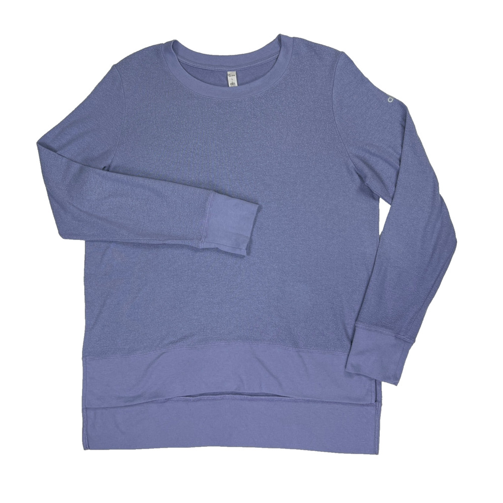 Alo Yoga Glimpse Split Side Hem Long Sleeve Top Large Lavender Crewneck Lounge